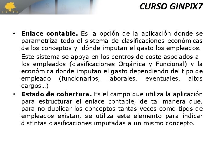 CURSO GINPIX 7 • Enlace contable. Es la opción de la aplicación donde se CURSO GINPIX 7 • Enlace contable. Es la opción de la aplicación donde se