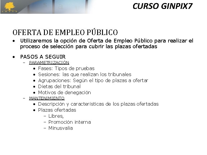 CURSO GINPIX 7 OFERTA DE EMPLEO PÚBLICO • Utilizaremos la opción de Oferta de CURSO GINPIX 7 OFERTA DE EMPLEO PÚBLICO • Utilizaremos la opción de Oferta de