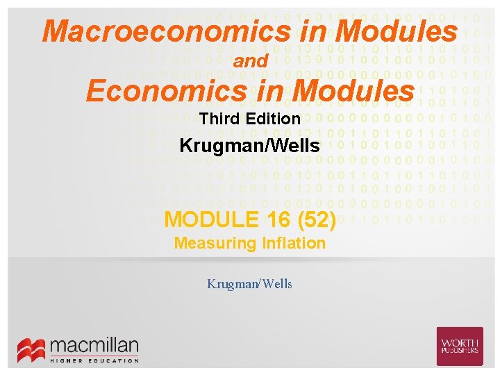 Macroeconomics in Modules and Economics in Modules Third Edition Krugman/Wells MODULE 16 (52) Measuring Macroeconomics in Modules and Economics in Modules Third Edition Krugman/Wells MODULE 16 (52) Measuring