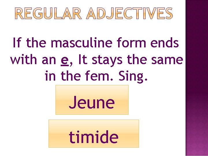 If the masculine form ends with an e, It stays the same in the