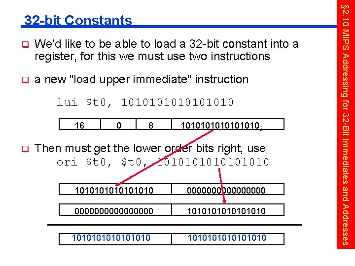 q We'd like to be able to load a 32 -bit constant into a