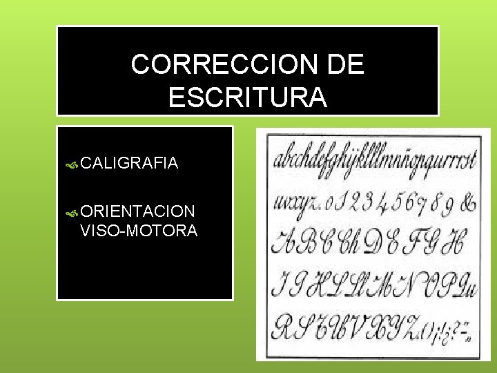 CORRECCION DE ESCRITURA CALIGRAFIA ORIENTACION VISO-MOTORA 