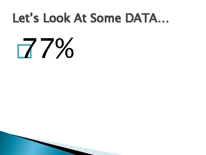 Let’s Look At Some DATA… � 77% 