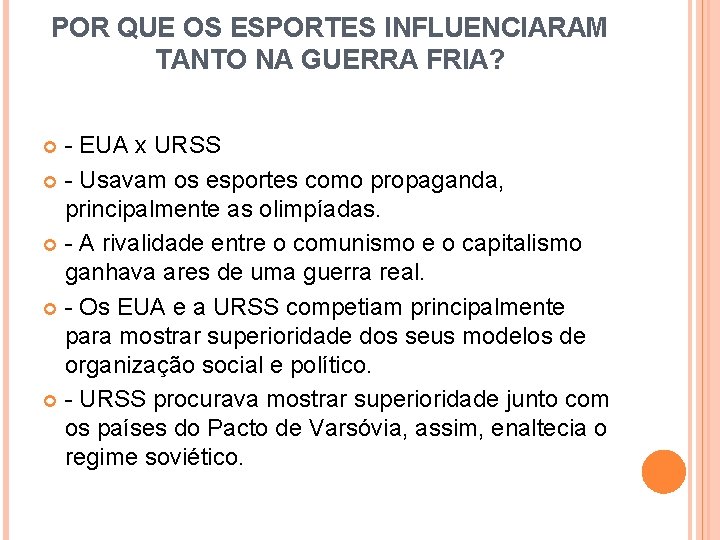 POR QUE OS ESPORTES INFLUENCIARAM TANTO NA GUERRA FRIA? - EUA x URSS -