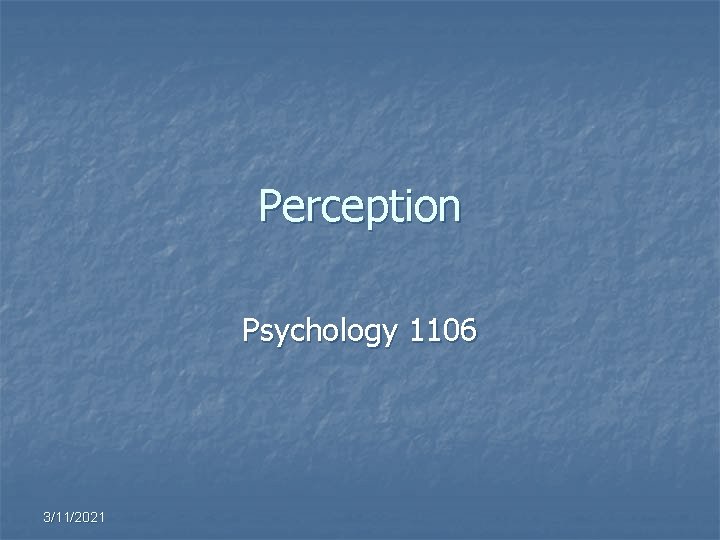 Perception Psychology 1106 3/11/2021 