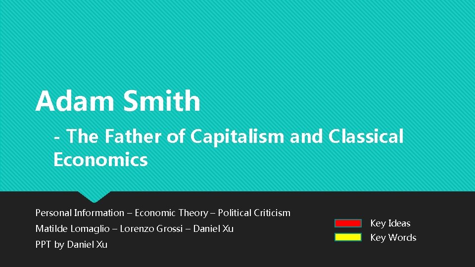 Adam Smith - The Father of Capitalism and Classical Economics Personal Information – Economic