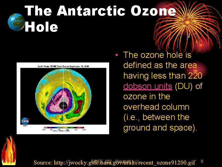 The Antarctic Ozone Hole • The ozone hole is defined as the area having