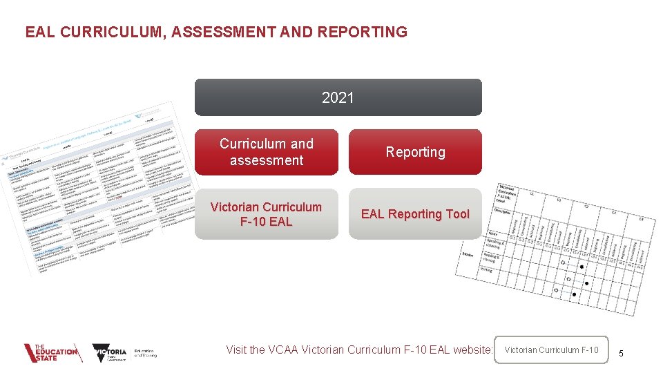 EAL CURRICULUM, ASSESSMENT AND REPORTING 2021 Curriculum and assessment Reporting Victorian Curriculum F-10 EAL