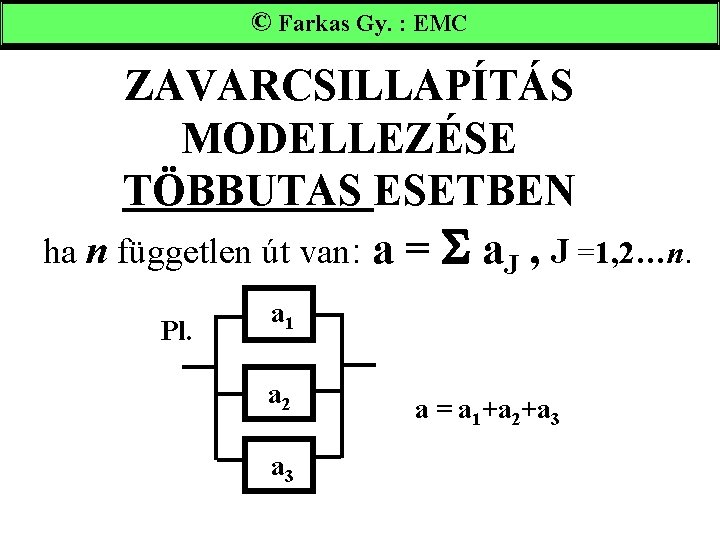 ©Farkas. Gy. : : EMC ZAVARCSILLAPÍTÁS MODELLEZÉSE TÖBBUTAS ESETBEN ha n független út van: