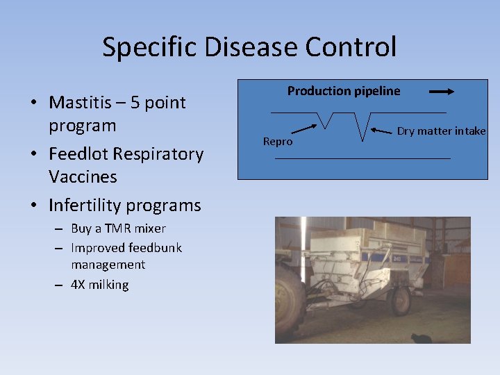 Specific Disease Control • Mastitis – 5 point program • Feedlot Respiratory Vaccines •