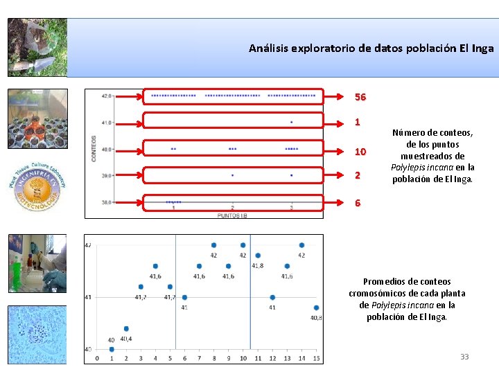 Análisis exploratorio de datos población El Inga 56 1 10 2 Número de conteos,