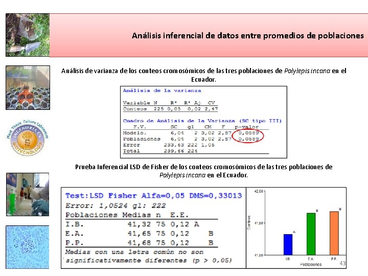 Análisis inferencial de datos entre promedios de poblaciones Análisis de varianza de los conteos