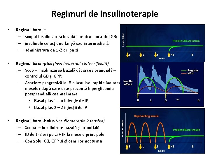 Regimuri de insulinoterapie • Regimul bazal – – scopul insulinizarea bazală - pentru controlul