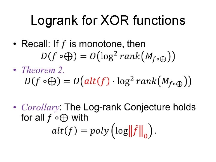 Logrank for XOR functions • 