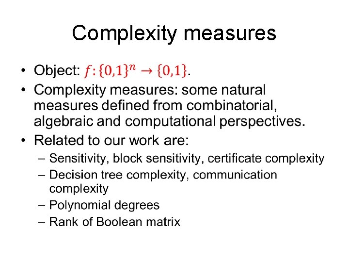 Complexity measures • 