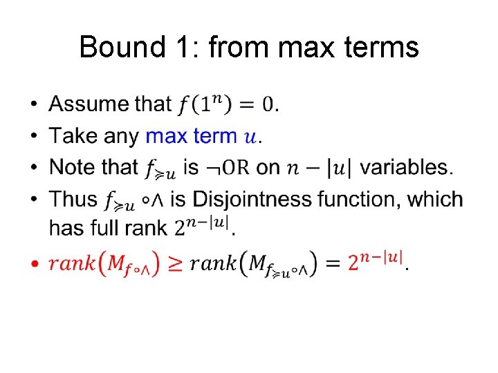 Bound 1: from max terms • 