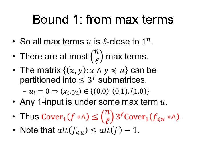 Bound 1: from max terms • 