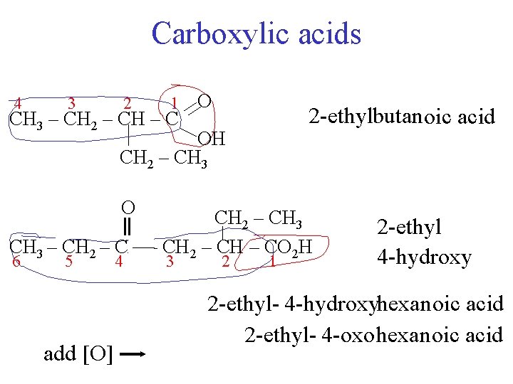 Carboxylic acids 4 3 2 1 CH 3 – CH 2 – CH –