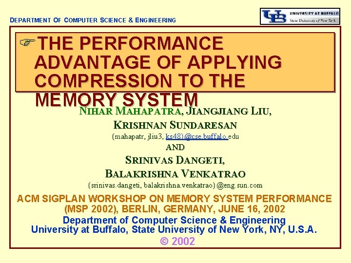 DEPARTMENT OF COMPUTER SCIENCE ENGINEERING FTHE PERFORMANCE ADVANTAGE