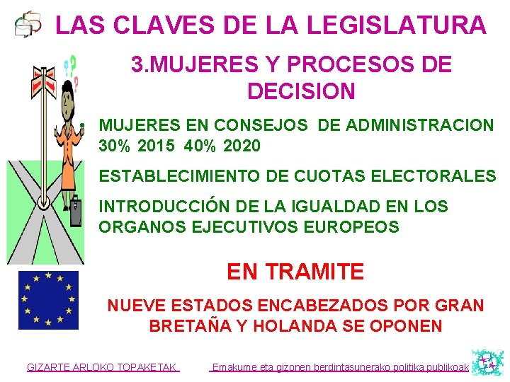 LAS CLAVES DE LA LEGISLATURA 3. MUJERES Y PROCESOS DE DECISION • MUJERES EN