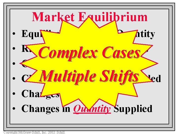 Market Equilibrium • • • Equilibrium Price & Quantity Rationing Function of Prices Complex