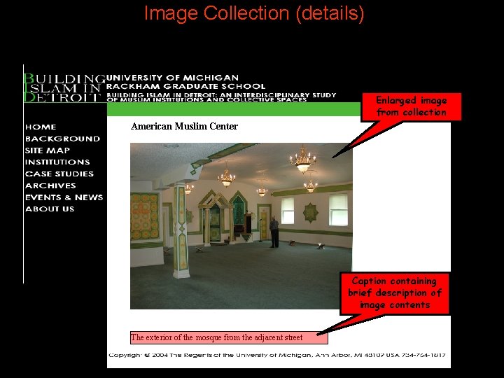 Image Collection (details) Enlarged image from collection American Muslim Center Caption containing brief description Image Collection (details) Enlarged image from collection American Muslim Center Caption containing brief description