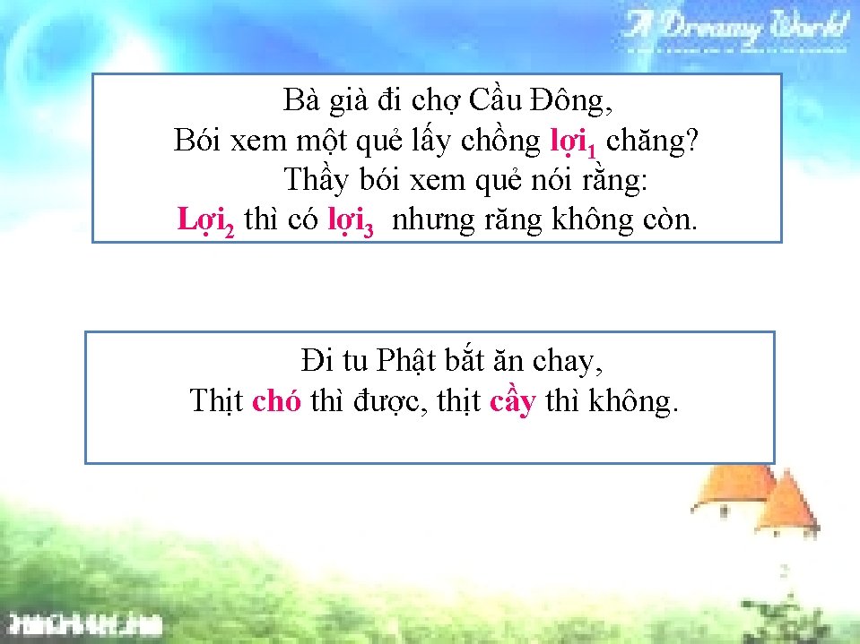 Bà già đi chợ Cầu Đông, Bói xem một quẻ lấy chồng lợi 1