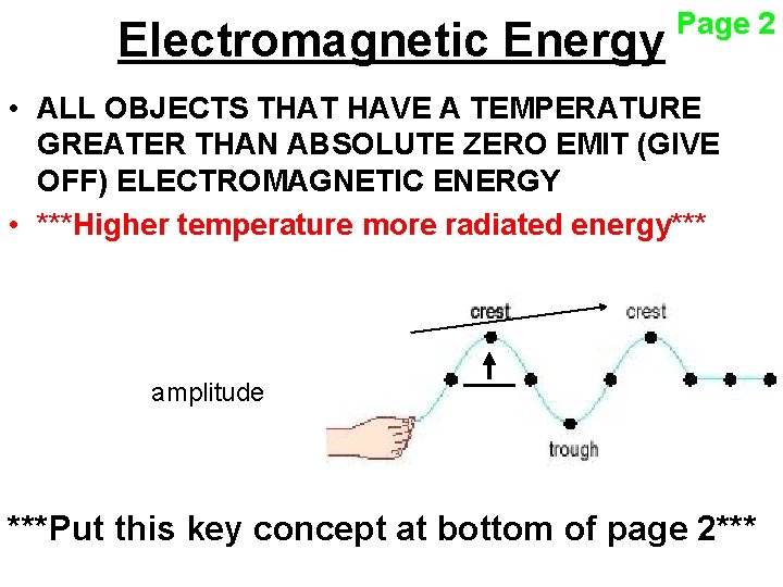 Electromagnetic Energy Page 2 • ALL OBJECTS THAT HAVE A TEMPERATURE GREATER THAN ABSOLUTE