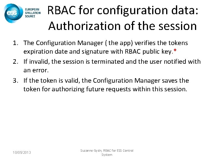 RBAC for configuration data: Authorization of the session 1. The Configuration Manager ( the