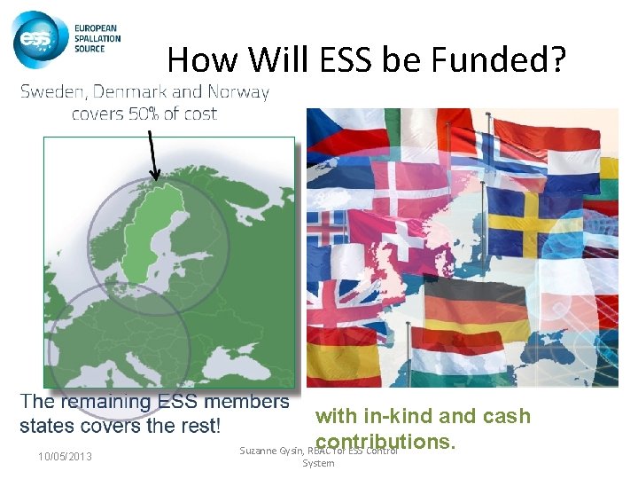 How Will ESS be Funded? 10/05/2013 with in-kind and cash contributions. Suzanne Gysin, RBAC