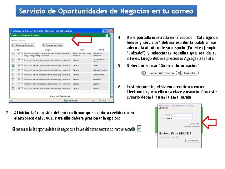 Servicio de Oportunidades de Negocios en tu correo 7 4 De la pantalla mostrada
