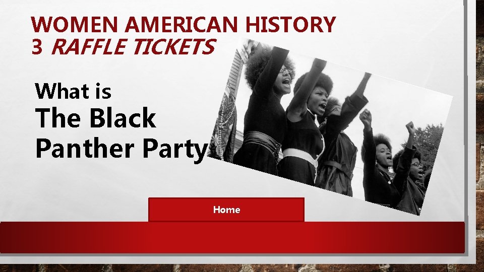 WOMEN AMERICAN HISTORY 3 RAFFLE TICKETS What is The Black Panther Party Home 
