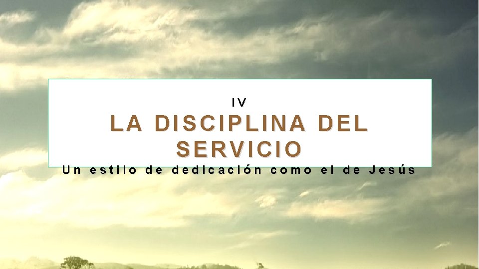 IV LA DISCIPLINA DEL SERVICIO Un estilo de dedicación como el de Jesús 