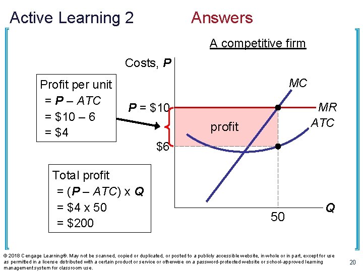 Active Learning 2 Answers A competitive firm Costs, P Profit per unit = P