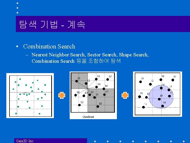탐색 기법 - 계속 • Combination Search – Nearest Neighbor Search, Sector Search, Shape