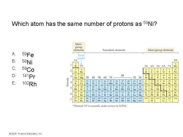 Which atom has the same number of protons as 59 Ni? A. 59 Fe