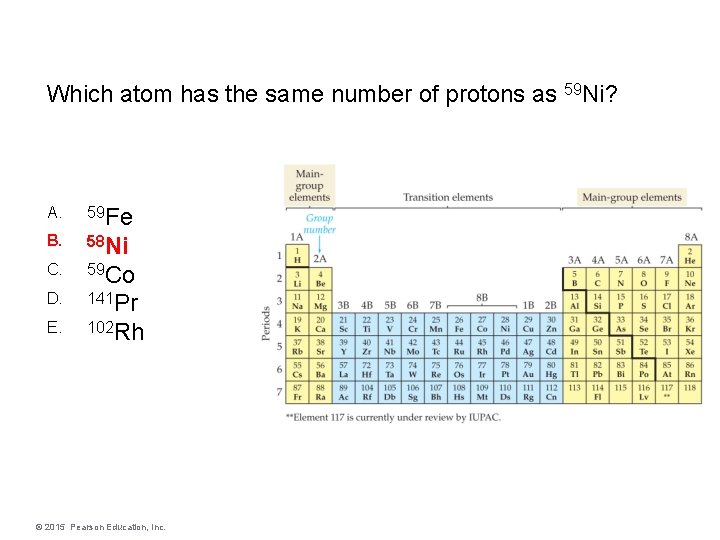 Which atom has the same number of protons as 59 Ni? A. 59 Fe