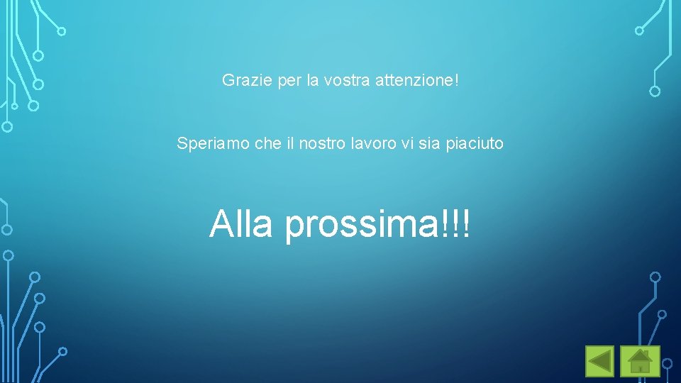 Grazie per la vostra attenzione! Speriamo che il nostro lavoro vi sia piaciuto Alla