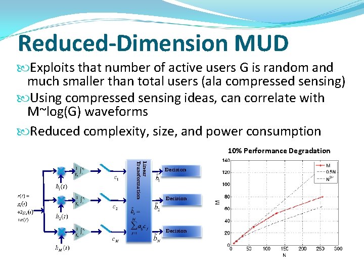 Reduced-Dimension MUD Exploits that number of active users G is random and much smaller Reduced-Dimension MUD Exploits that number of active users G is random and much smaller