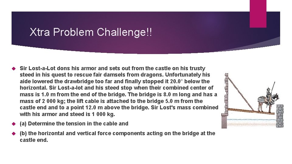 Xtra Problem Challenge!! Sir Lost-a-Lot dons his armor and sets out from the castle