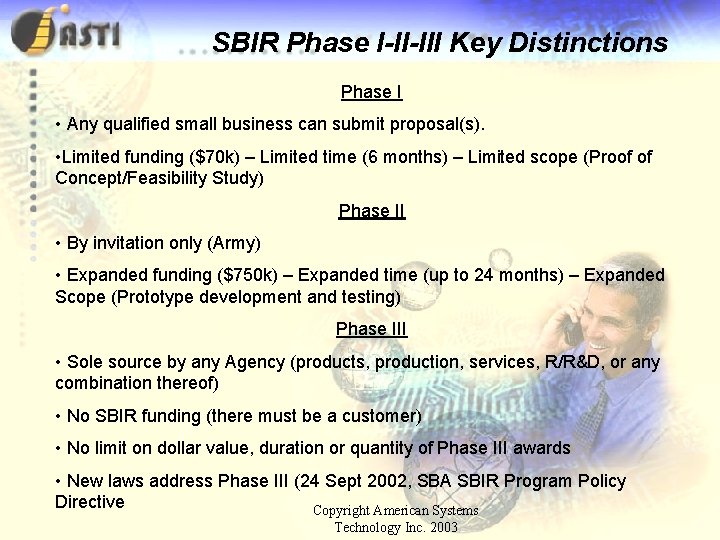 SBIR Phase I-II-III Key Distinctions Phase I • Any qualified small business can submit