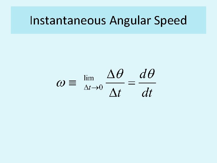 Instantaneous Angular Speed 