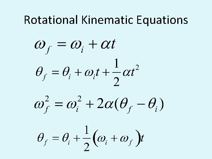 Rotational Kinematic Equations 