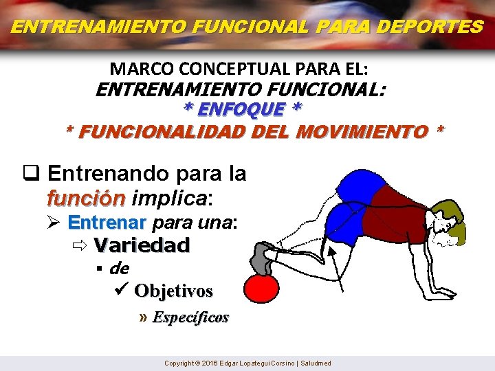 ENTRENAMIENTO FUNCIONAL PARA DEPORTES MARCO CONCEPTUAL PARA EL: ENTRENAMIENTO FUNCIONAL: * ENFOQUE * *