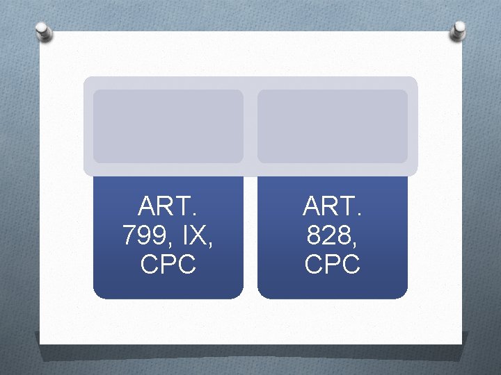 ART. 799, IX, CPC ART. 828, CPC 