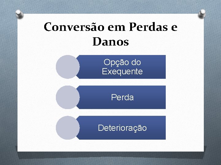 Conversão em Perdas e Danos Opção do Exequente Perda Deterioração 