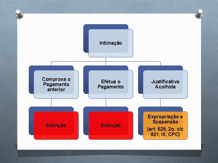 Intimação Comprova o Pagamento anterior Extinção Efetua o Pagamento Extinção Justificativa Acolhida Expropriação e