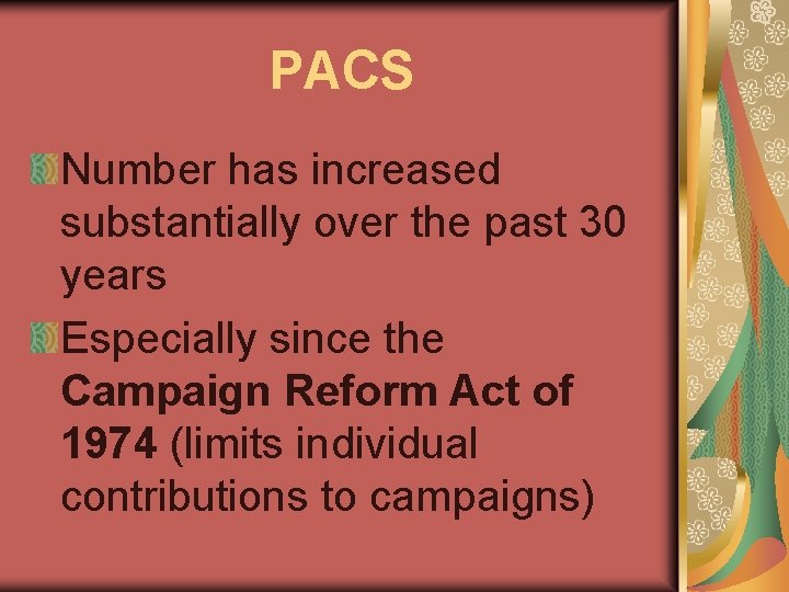 PACS Number has increased substantially over the past 30 years Especially since the Campaign