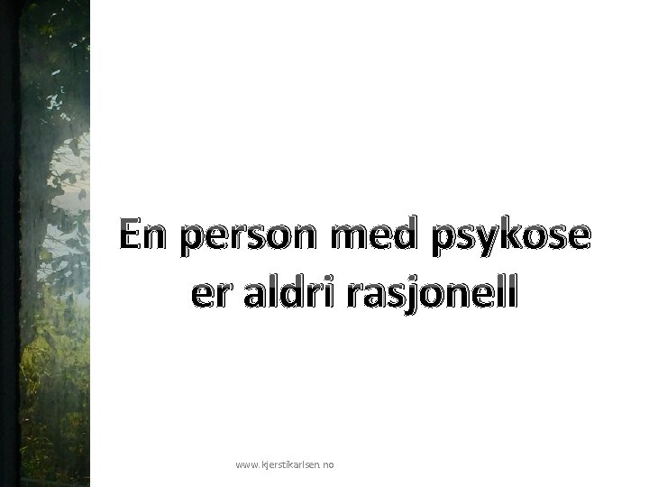 En person med psykose er aldri rasjonell www. kjerstikarlsen. no 