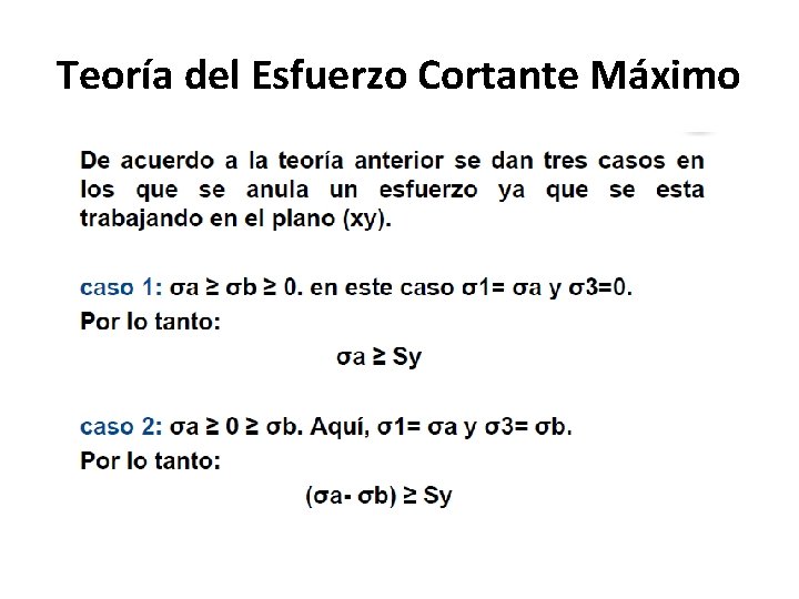 Teoría del Esfuerzo Cortante Máximo 